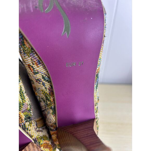 Poetic License Tweed‎ Oxford Ribbon Heels Shoes size 37 whimsical quirky cosplay - Picture 7 of 8